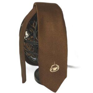 COFFEE Lover Cafe Latte Cappuccino Cup Brown Necktie Tie 56 x 3.5 inches